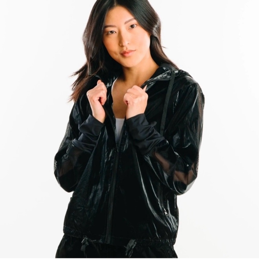Zyia midnight glossy lightweight bomber jacket size XXL